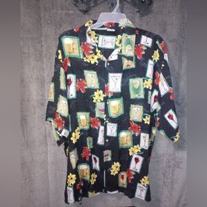 Blackwood Cocktail Print Hawaiian Shirt Size 3X NWOT P2P 31 In Length 33